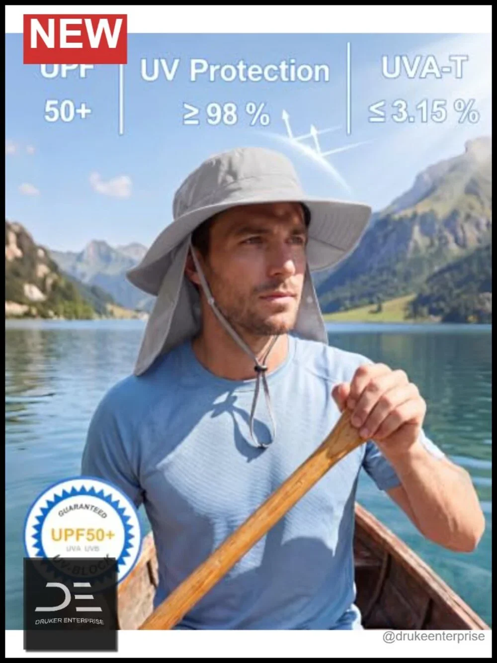 UPF 50+ Wide Brim Sun Hat with Neck Flap Fishing Bucket Hat Men Women
